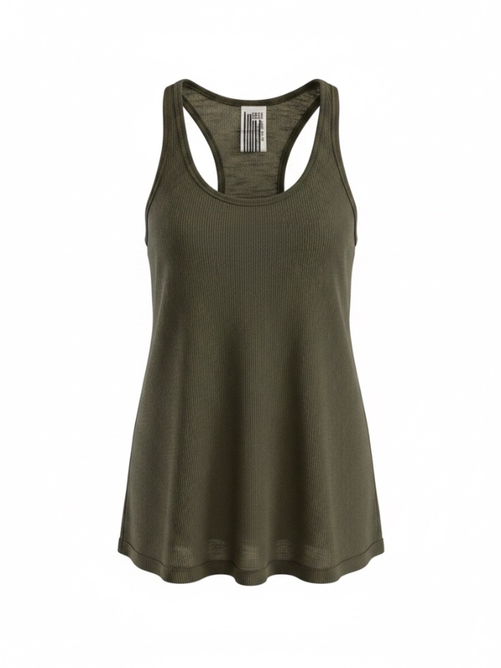 Free People Ribbed Racerback Swing Tank Olive Green XS